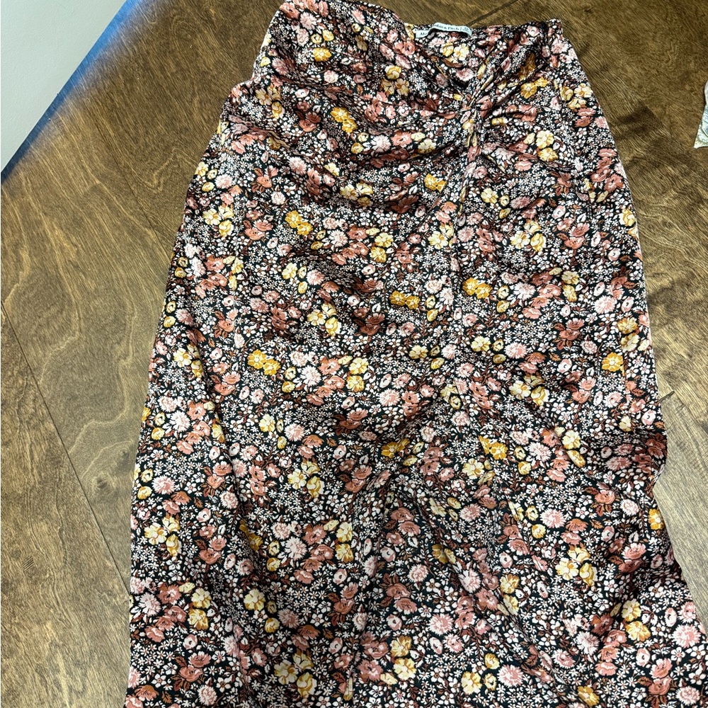 Abercrombie & Fitch Black Maxi Skirt with Pink & Yellow Floral Print